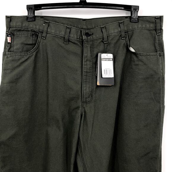 CARHARTT Mens Flame-Resistant Canvas Pants 44x36 Green Loose Fit Midweight  NWT - Picture 6 of 12